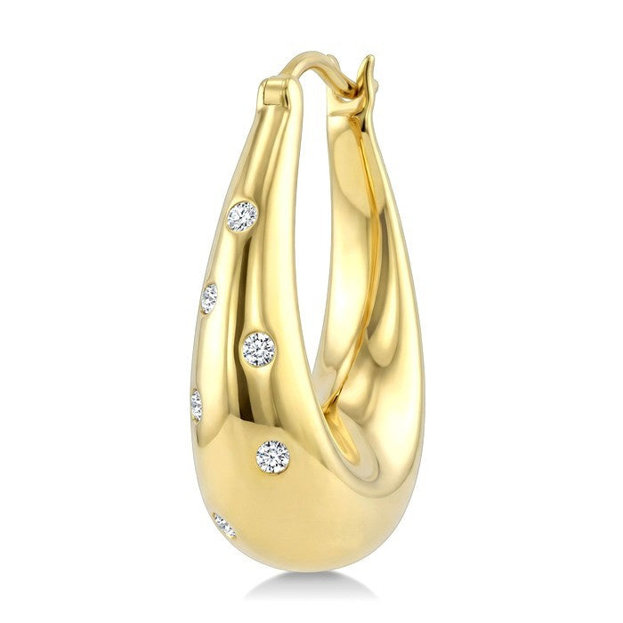 1/6 Ctw Round Cut Diamond Aeris Gold Mosaic Hoop Earrings in 10K Yellow Gold