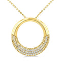 3/8 Ctw Round Cut Golden Glow Diamond Aeris Gold Circle Pendant With Chain in 14K Yellow Gold