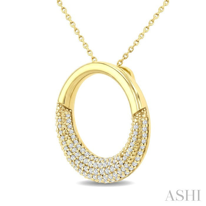 3/8 Ctw Round Cut Golden Glow Diamond Aeris Gold Circle Pendant With Chain in 14K Yellow Gold