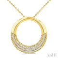 3/8 Ctw Round Cut Golden Glow Diamond Aeris Gold Circle Pendant With Chain in 14K Yellow Gold