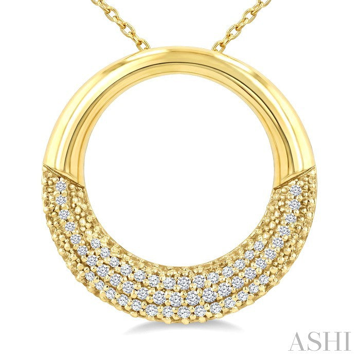 3/8 Ctw Round Cut Golden Glow Diamond Aeris Gold Circle Pendant With Chain in 14K Yellow Gold