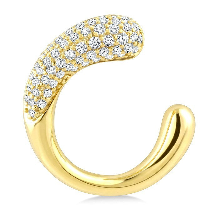 1/2 Ctw Round Cut Diamond Aeris Gold Semi Solid Fashion Half Hoop Earrings in 14K Yellow Gold