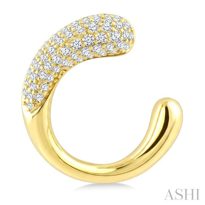 1/2 Ctw Round Cut Diamond Aeris Gold Semi Solid Fashion Half Hoop Earrings in 14K Yellow Gold