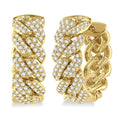 3/4 Ctw Round Cut Diamond Cuban Link Hoop Earrings in 14K Yellow Gold