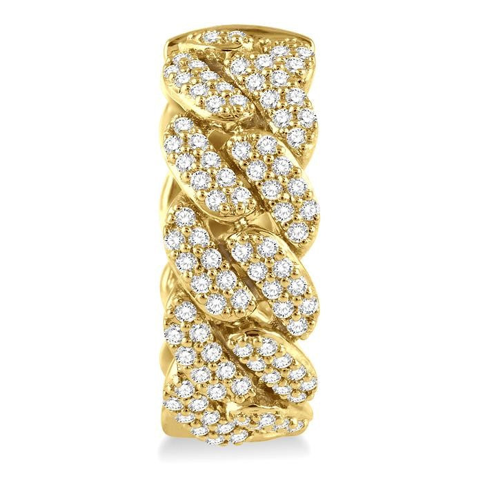 3/4 Ctw Round Cut Diamond Cuban Link Hoop Earrings in 14K Yellow Gold