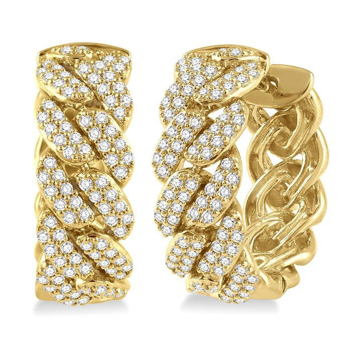 Curb & Cuban Diamond Hoop Earrings