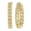 1/3 Ctw Round Cut Diamond Curb & Cuban Hoop Earrings in 14K Yellow Gold