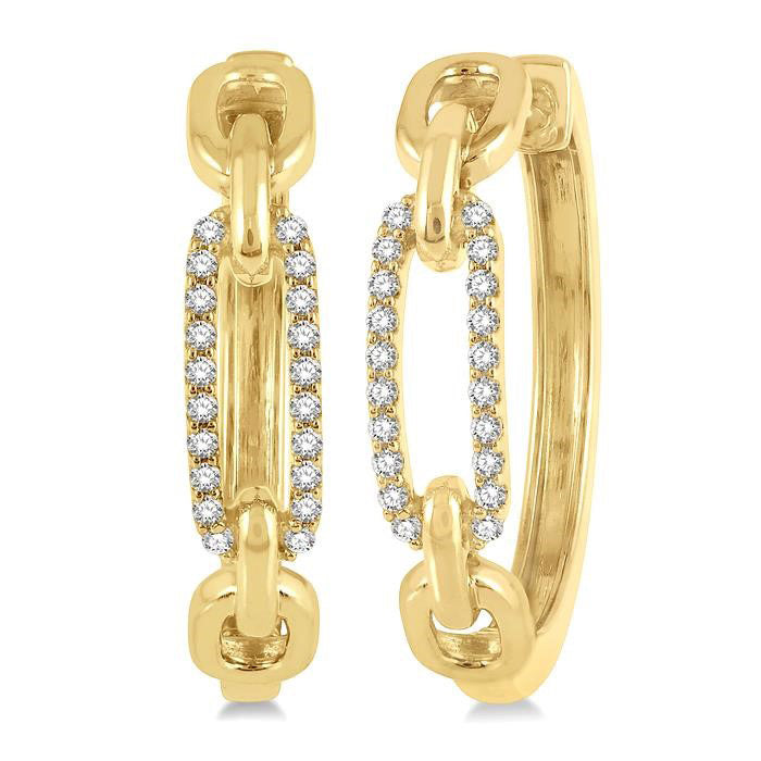 Paper Clip Diamond Hoop Earrings