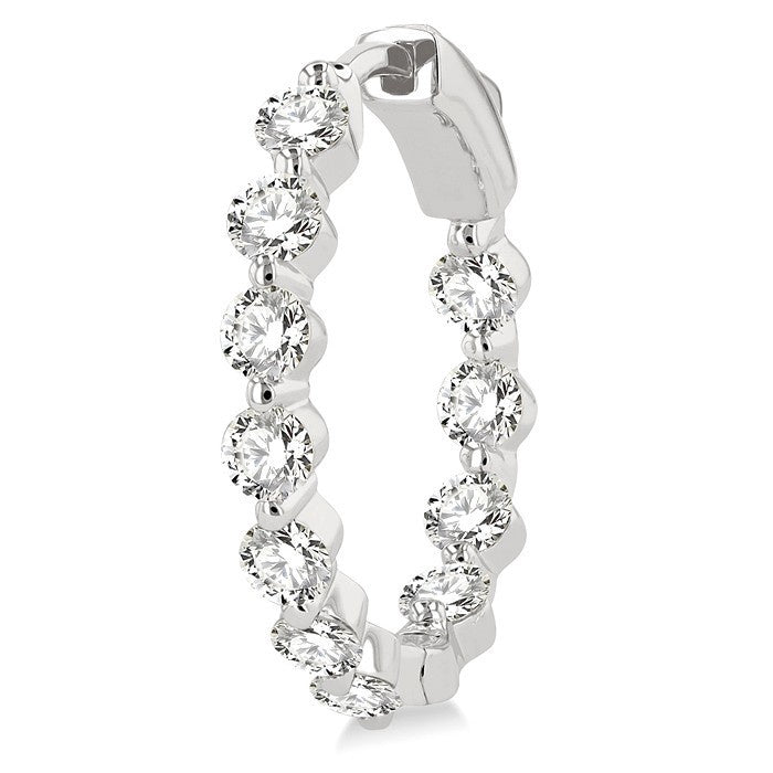 2 Ctw Inside-Out Round Cut Diamond Hoop Earrings in 18K White Gold