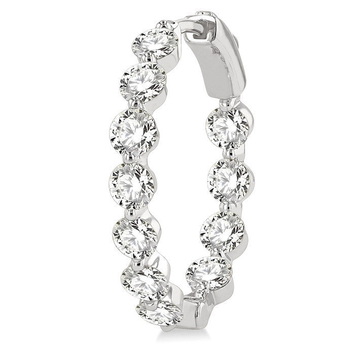 4 Ctw Inside-Out Round Cut Diamond Hoop Earrings in 18K White Gold