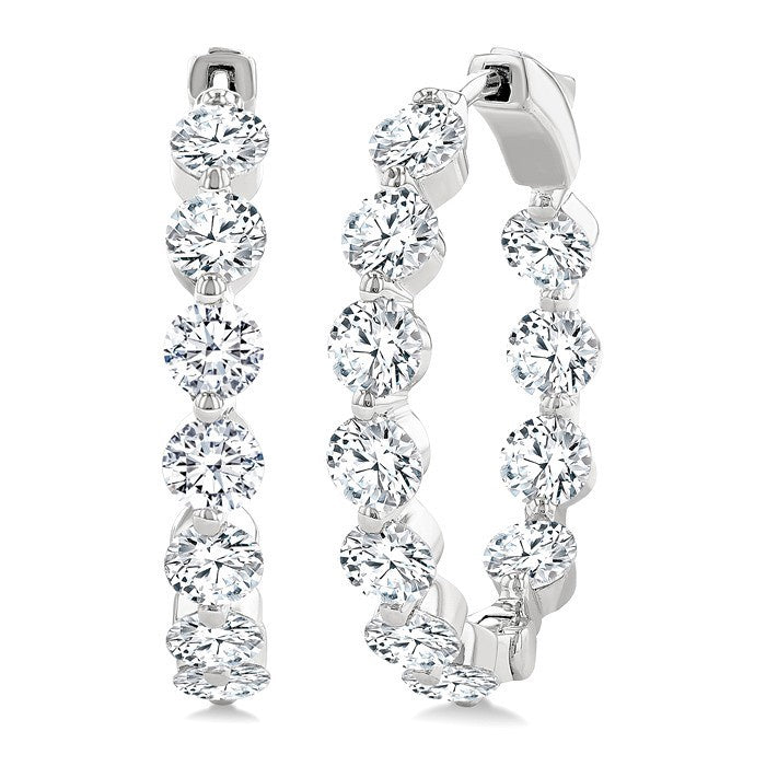 5 Ctw Inside-Out Round Cut Diamond Hoop Earrings in 18K White Gold