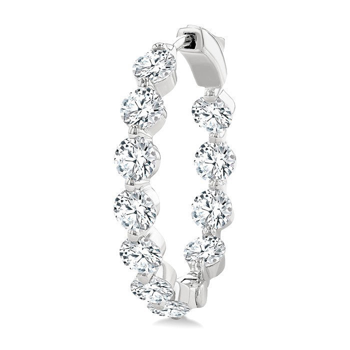 5 Ctw Inside-Out Round Cut Diamond Hoop Earrings in 18K White Gold