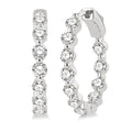 Inside-Out Single Shared Prong Diamond Round Hoop Earrings