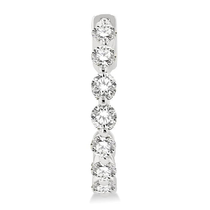 Inside-Out Single Shared Prong Diamond Round Hoop Earrings
