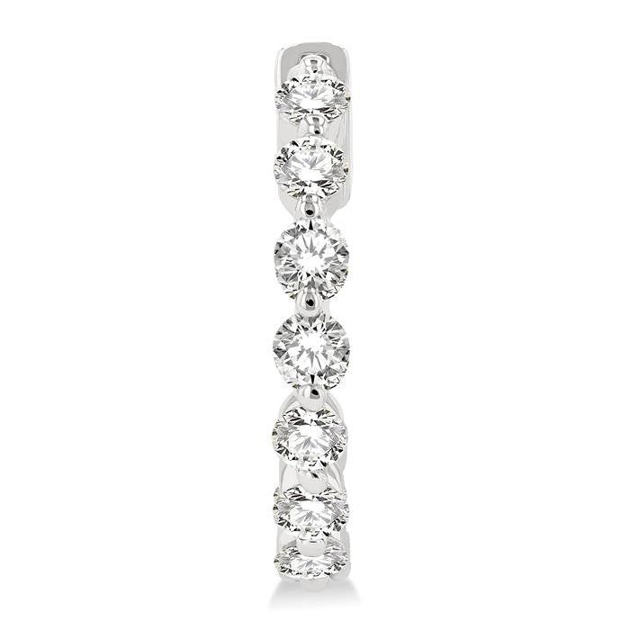 2 Ctw Inside-Out Single Prong Set Round Cut Diamond Hoop Earrings in 14K White Gold