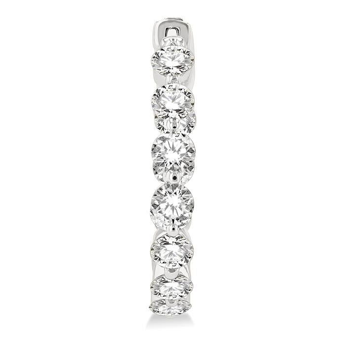 Inside-Out Single Shared Prong Diamond Round Hoop Earrings