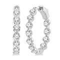 3 Ctw Inside-Out Single Prong Set Round Cut Diamond Hoop Earrings in 14K White Gold
