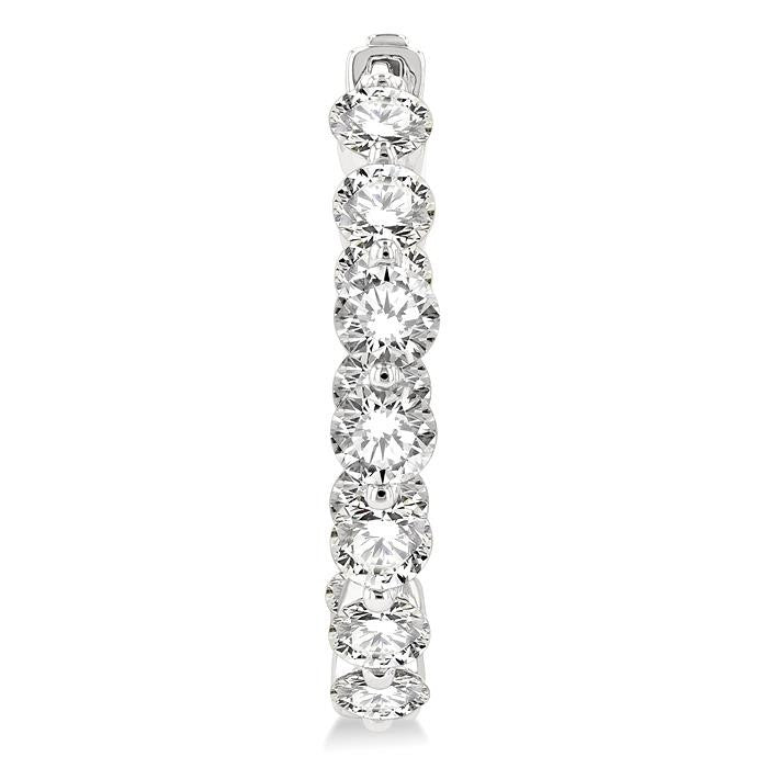 4 Ctw Inside-Out Single Prong Set Round Cut Diamond Hoop Earrings in 14K White Gold