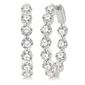 Inside-Out Single Shared Prong Diamond Round Hoop Earrings