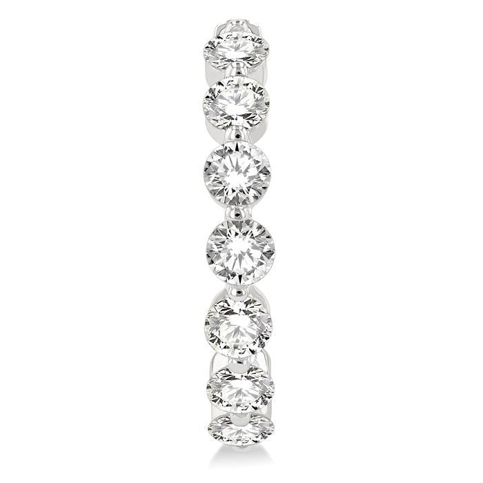 Inside-Out Single Shared Prong Diamond Round Hoop Earrings