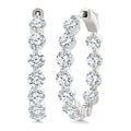 5 Ctw Inside-Out Single Prong Set Round Cut Diamond Hoop Earrings in 14K White Gold