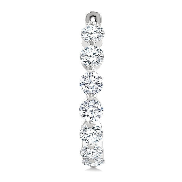 5 Ctw Inside-Out Single Prong Set Round Cut Diamond Hoop Earrings in 14K White Gold