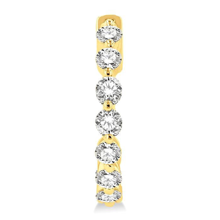 Inside-Out Single Shared Prong Diamond Round Hoop Earrings