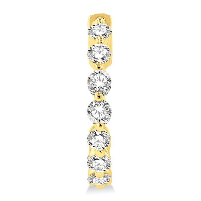 2 Ctw Inside-Out Single Prong Set Round Cut Diamond Hoop Earrings in 14K Yellow Gold
