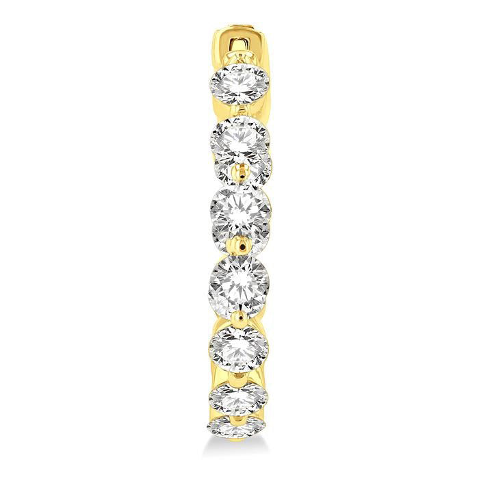 Inside-Out Single Shared Prong Diamond Round Hoop Earrings