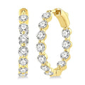 3 Ctw Inside-Out Single Prong Set Round Cut Diamond Hoop Earrings in 14K Yellow Gold
