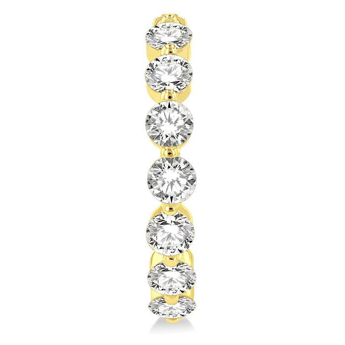 Inside-Out Single Shared Prong Diamond Round Hoop Earrings