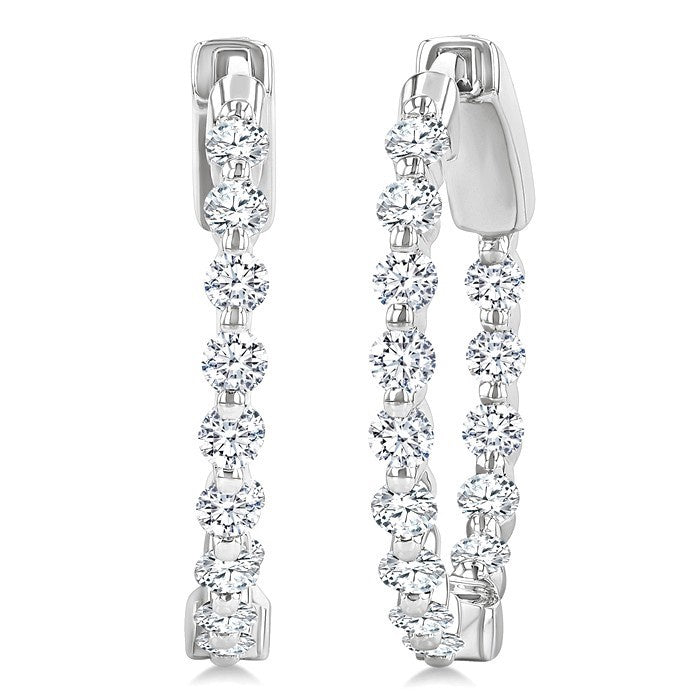 1 Ctw Inside-Out Round Cut Diamond Hoop Earrings in 18K White Gold