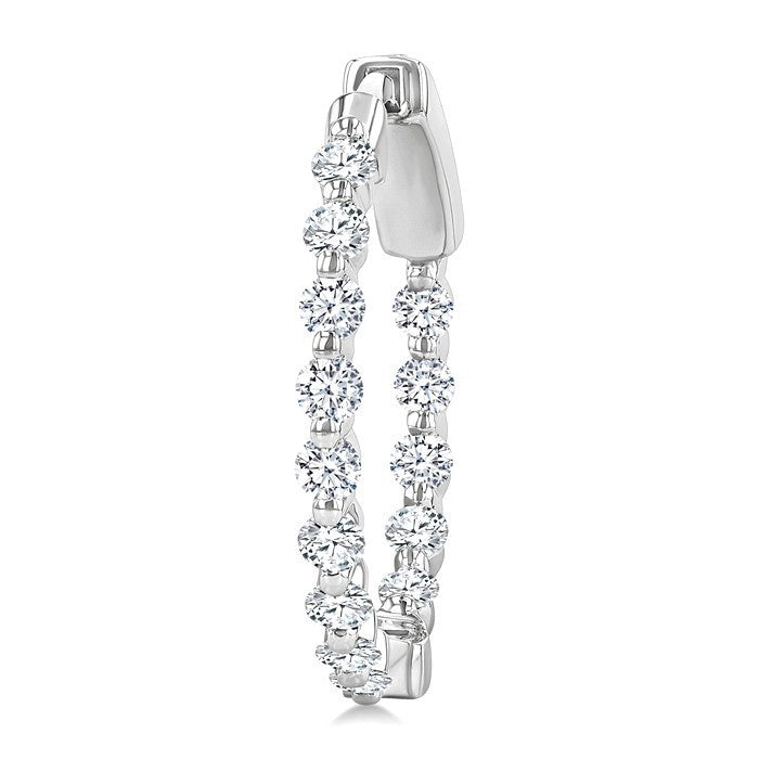 1 Ctw Inside-Out Round Cut Diamond Hoop Earrings in 18K White Gold