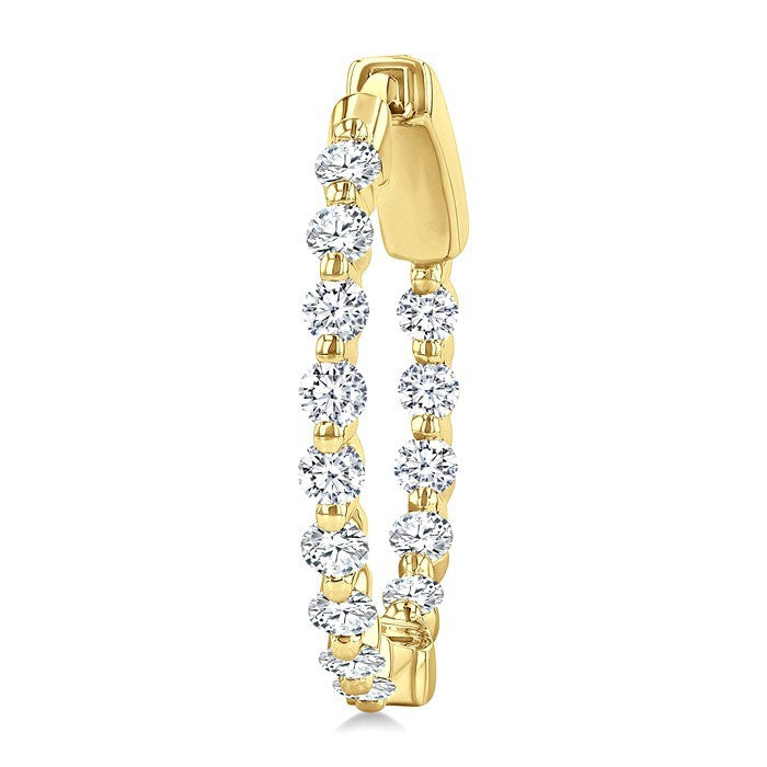 1 Ctw Inside-Out Round Cut Diamond Hoop Earrings in 18K Yellow Gold