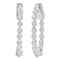 1 Ctw Inside-Out Single Prong Set Round Cut Diamond Hoop Earrings in 14K White Gold