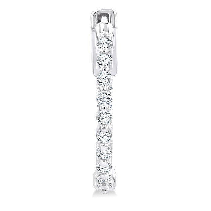1/2 Ctw Inside-Out Single Prong Set Round Cut Diamond Hoop Earrings in 14K White Gold
