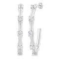 1/3 Ctw Bamboo Shoot Inspired Round Cut Diamond Fashion Half Hoop Earrings in 14K White Gold