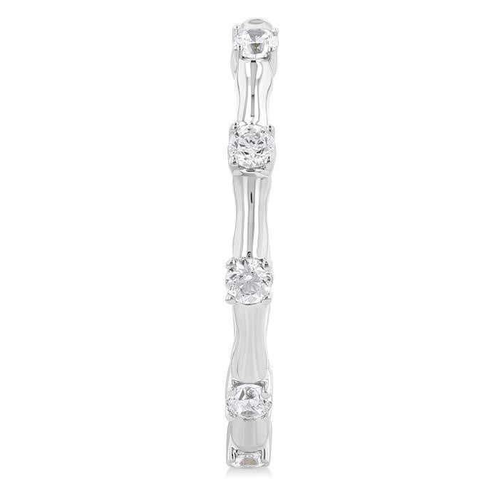 1/3 Ctw Bamboo Shoot Inspired Round Cut Diamond Fashion Half Hoop Earrings in 14K White Gold