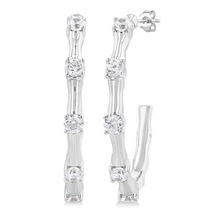 Diamond Fashion Bamboo Half Hoop Earrings