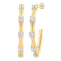 1/3 Ctw Bamboo Shoot Inspired Round Cut Diamond Fashion Half Hoop Earrings in 14K Yellow Gold