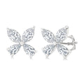 1/2 Ctw Floral Pear and Marquise Cut Diamond Stud Earrings in 14K White Gold