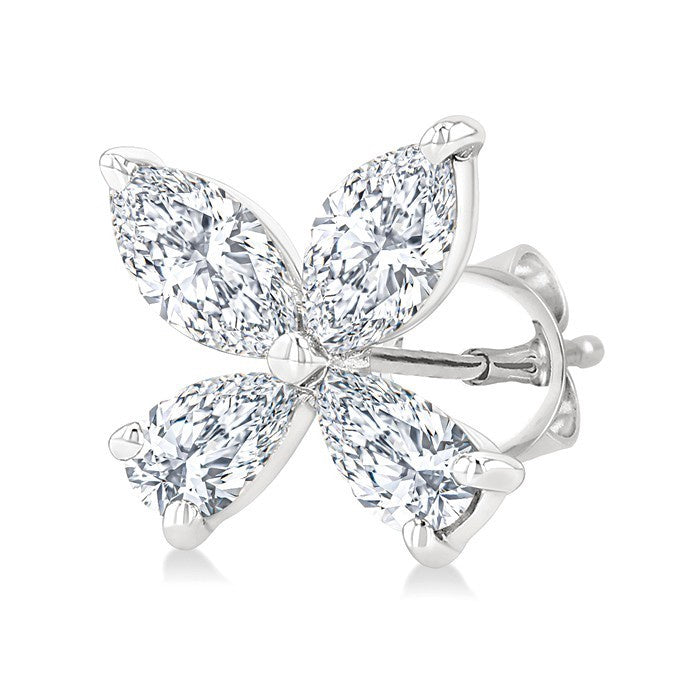 1/2 Ctw Floral Pear and Marquise Cut Diamond Stud Earrings in 14K White Gold