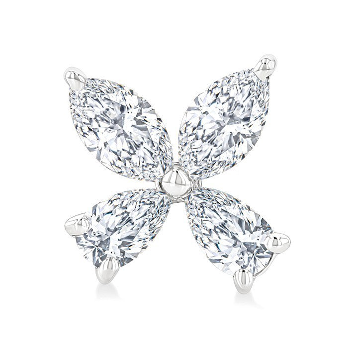 1/2 Ctw Floral Pear and Marquise Cut Diamond Stud Earrings in 14K White Gold