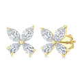 1/2 Ctw Floral Pear and Marquise Cut Diamond Stud Earrings in 14K Yellow Gold