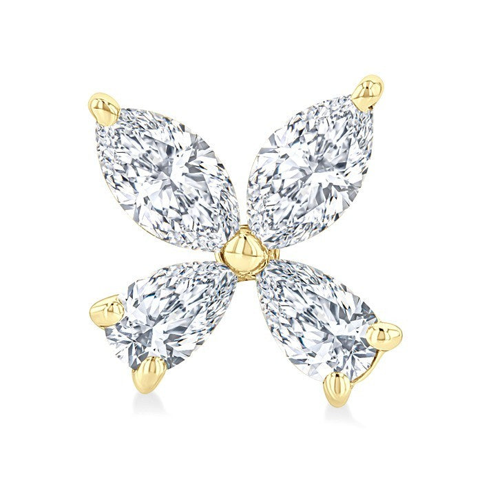 1/2 Ctw Floral Pear and Marquise Cut Diamond Stud Earrings in 14K Yellow Gold