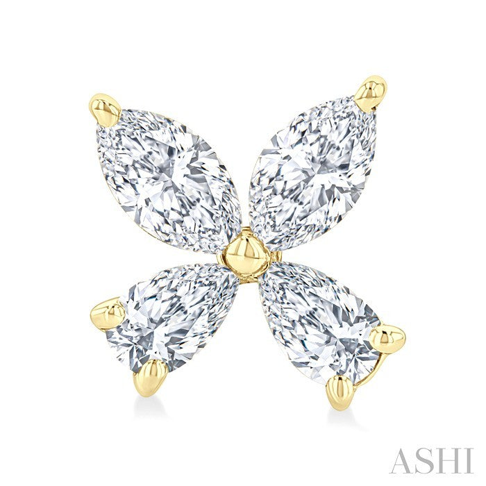1/2 Ctw Floral Pear and Marquise Cut Diamond Stud Earrings in 14K Yellow Gold