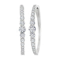 1 1/2 Ctw Graduated Round Cut Diamond Riviera Hoop Earrings in 14K White Gold