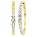2 Ctw Graduated Round Cut Diamond Riviera Hoop Earrings in 14K Yellow Gold