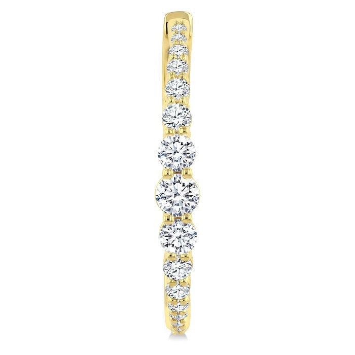 2 Ctw Graduated Round Cut Diamond Riviera Hoop Earrings in 14K Yellow Gold