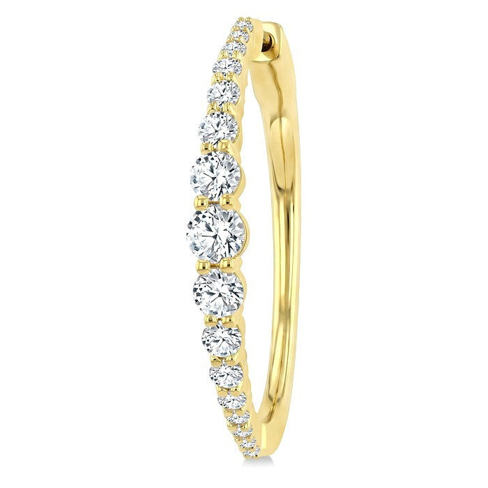 2 Ctw Graduated Round Cut Diamond Riviera Hoop Earrings in 14K Yellow Gold